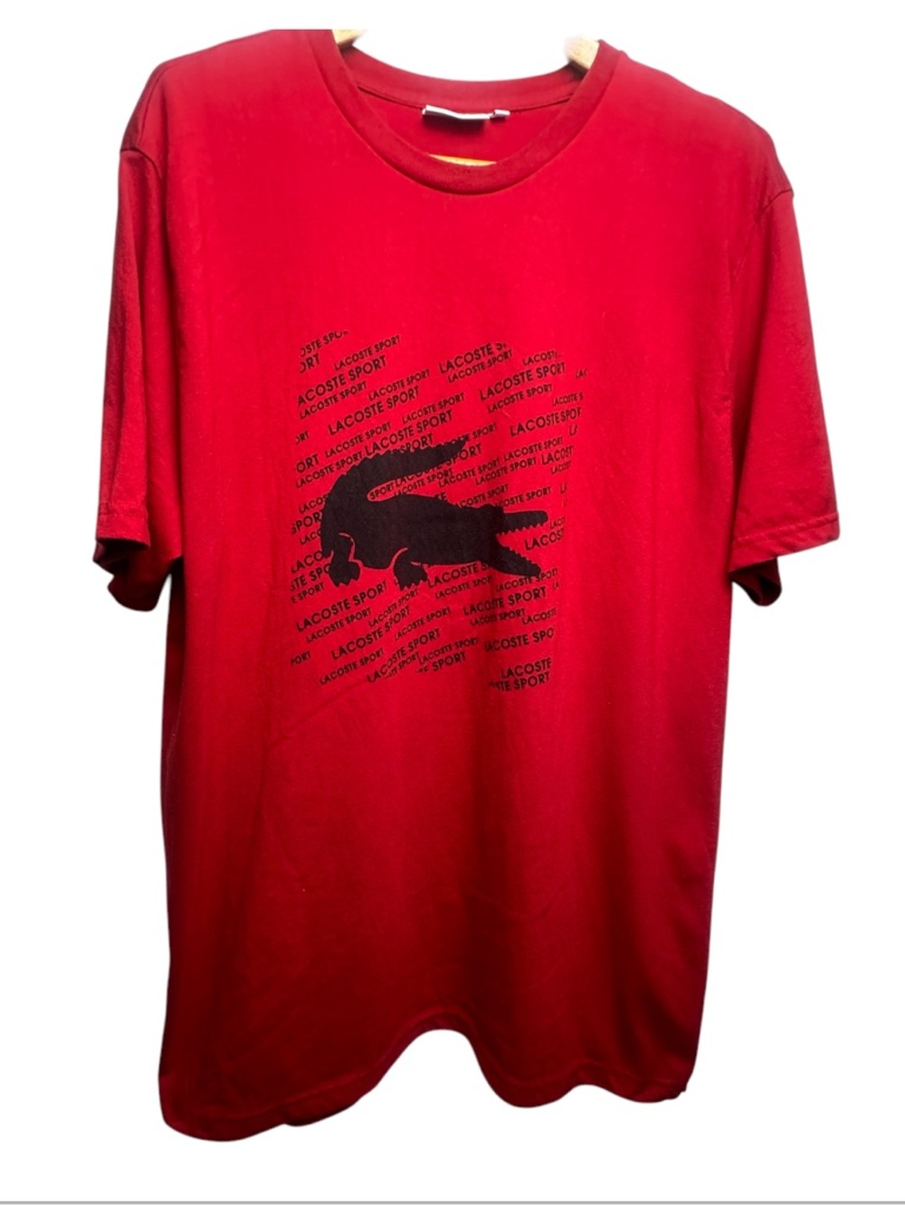 Lacoste Red Tee with Black Crocodile Graphic